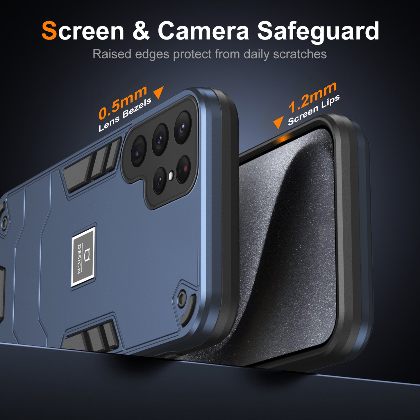 2 in 1 Case for Samsung Galaxy S24 Ultra PC + TPU Shockproof Protection Cell Phone Cover - Navy Blue