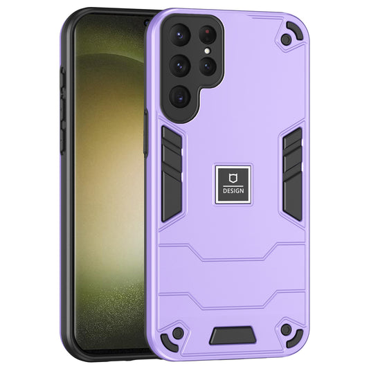 2 in 1 Case for Samsung Galaxy S24 Ultra PC + TPU Shockproof Protection Cell Phone Cover - Purple