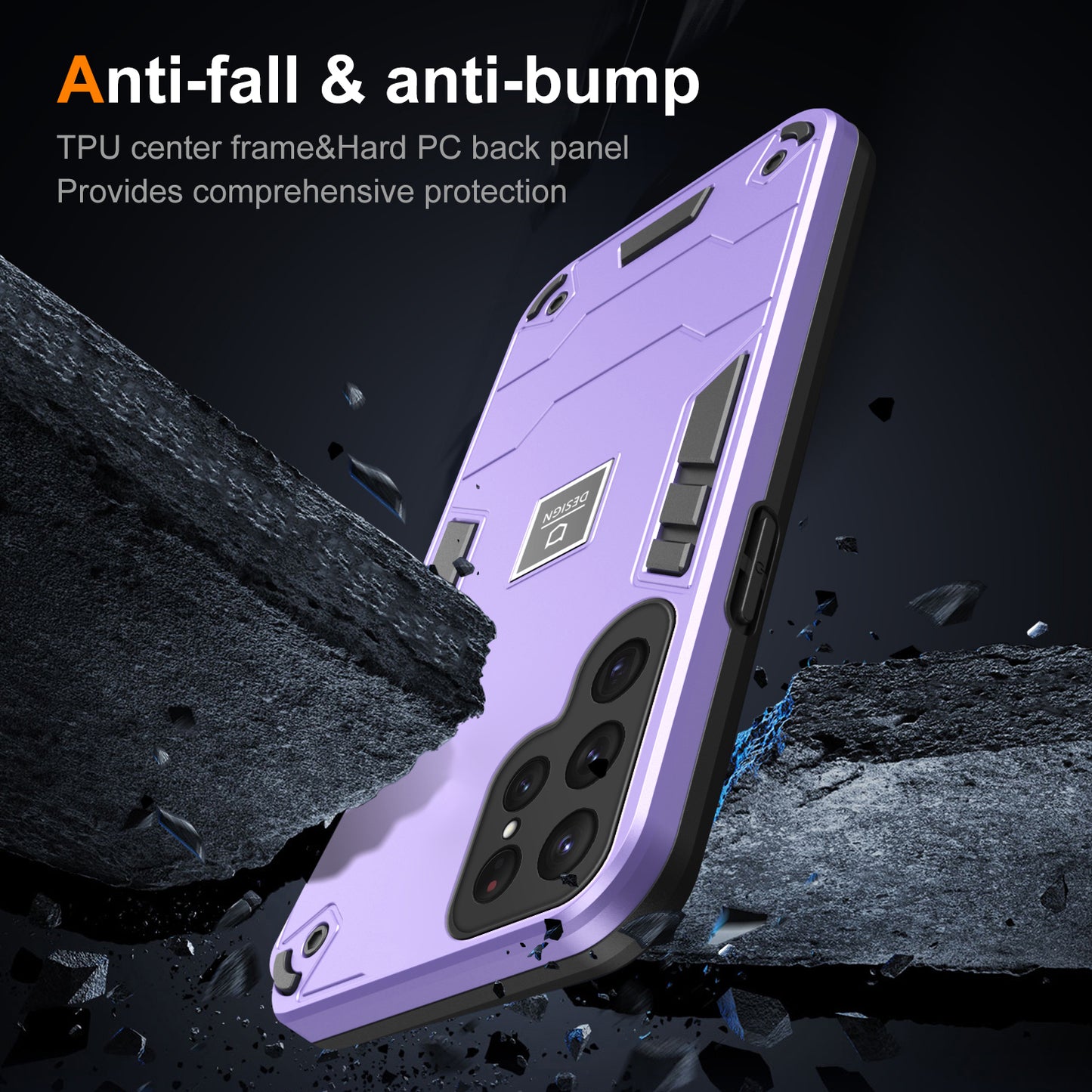 2 in 1 Case for Samsung Galaxy S24 Ultra PC + TPU Shockproof Protection Cell Phone Cover - Purple