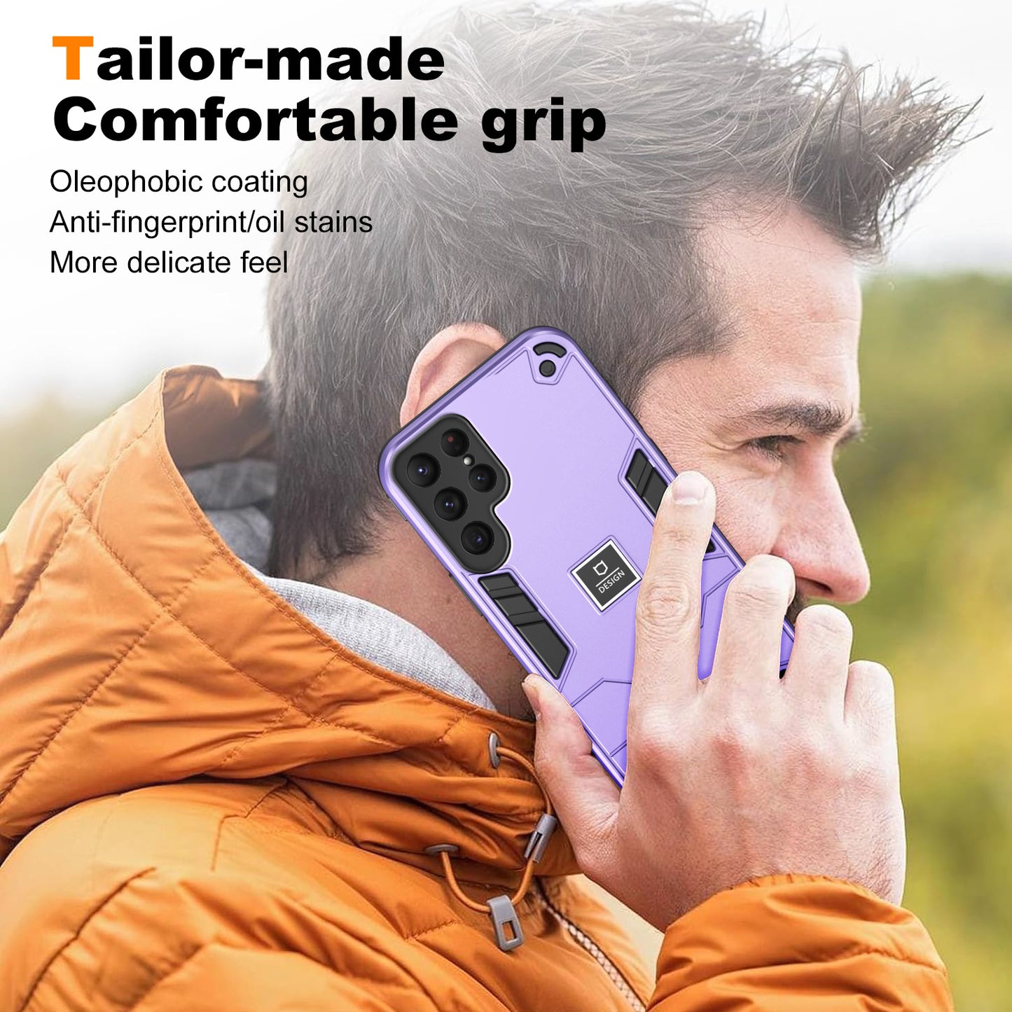 2 in 1 Case for Samsung Galaxy S24 Ultra PC + TPU Shockproof Protection Cell Phone Cover - Purple