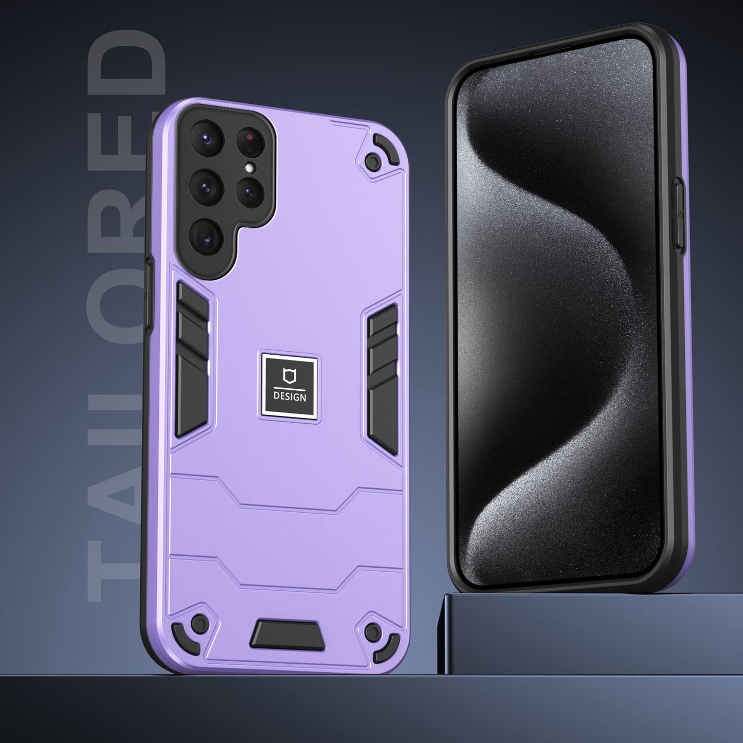 2 in 1 Case for Samsung Galaxy S24 Ultra PC + TPU Shockproof Protection Cell Phone Cover - Purple