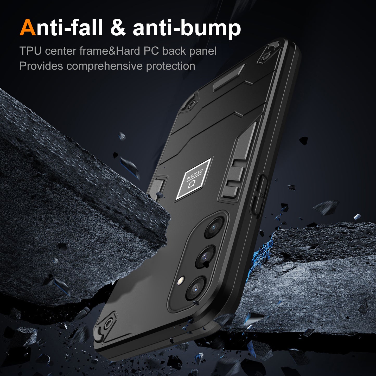 For Samsung Galaxy S24+ Phone Case Dual Layer Hard PC Soft TPU Protective Cover - Black