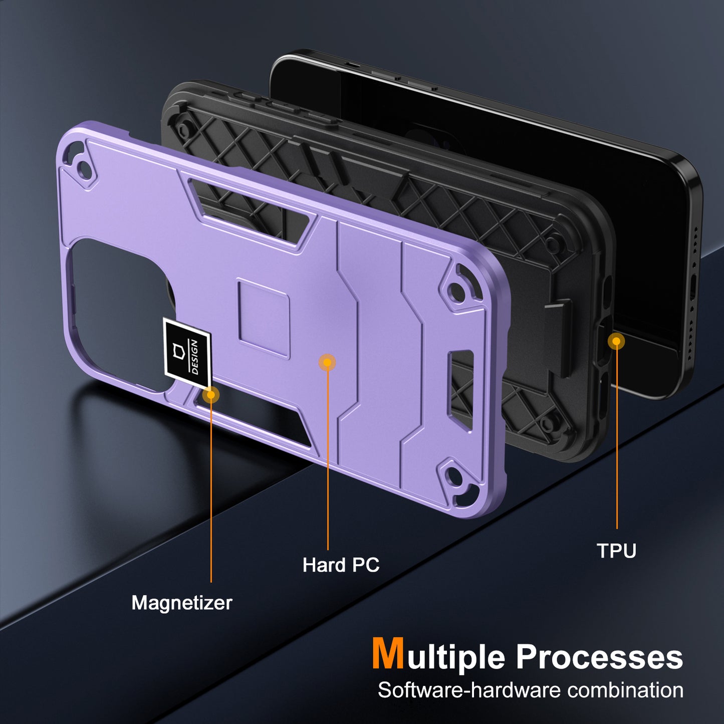 For Samsung Galaxy S24+ Phone Case Dual Layer Hard PC Soft TPU Protective Cover - Purple