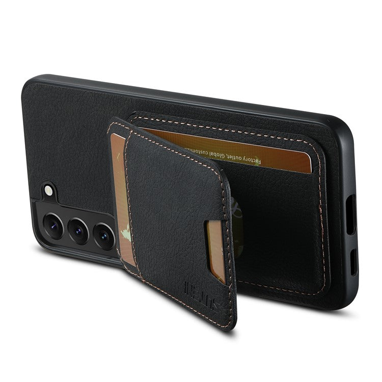 SUTENI H02 For Samsung Galaxy S22+ 5G Litchi Texture Leather+TPU Case Card Slots - Black