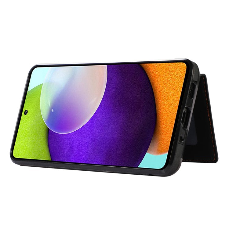 For Samsung Galaxy M32 5G / A32 5G Case Kickstand TPU+PU Leather Card Holder Phone Cover - Black