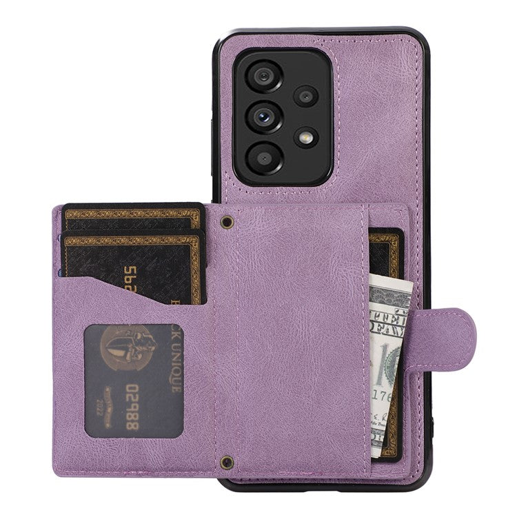 For Samsung Galaxy M32 5G / A32 5G Case Kickstand TPU+PU Leather Card Holder Phone Cover - Purple