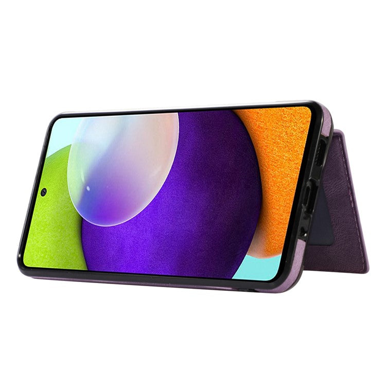 For Samsung Galaxy M32 5G / A32 5G Case Kickstand TPU+PU Leather Card Holder Phone Cover - Purple
