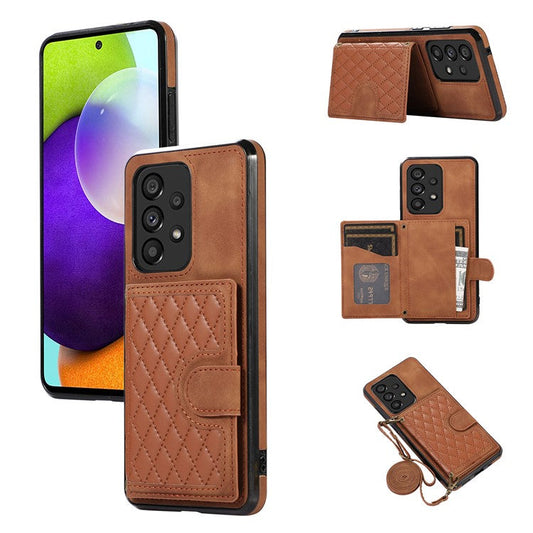 For Samsung Galaxy M32 5G / A32 5G Case Kickstand TPU+PU Leather Card Holder Phone Cover - Brown