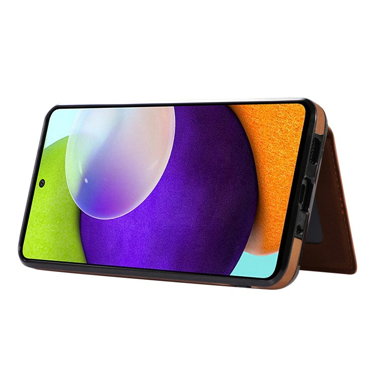 For Samsung Galaxy M32 5G / A32 5G Case Kickstand TPU+PU Leather Card Holder Phone Cover - Brown