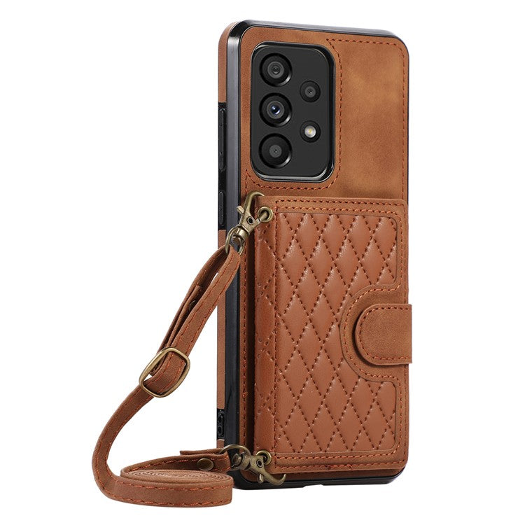 For Samsung Galaxy M32 5G / A32 5G Case Kickstand TPU+PU Leather Card Holder Phone Cover - Brown