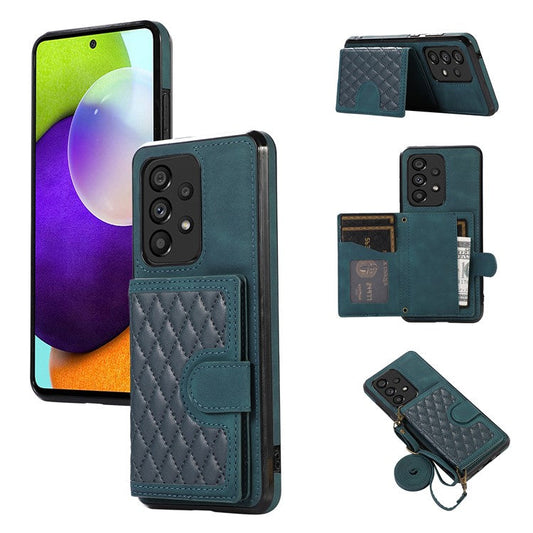 For Samsung Galaxy M32 5G / A32 5G Case Kickstand TPU+PU Leather Card Holder Phone Cover - Green