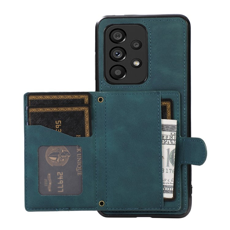 For Samsung Galaxy M32 5G / A32 5G Case Kickstand TPU+PU Leather Card Holder Phone Cover - Green