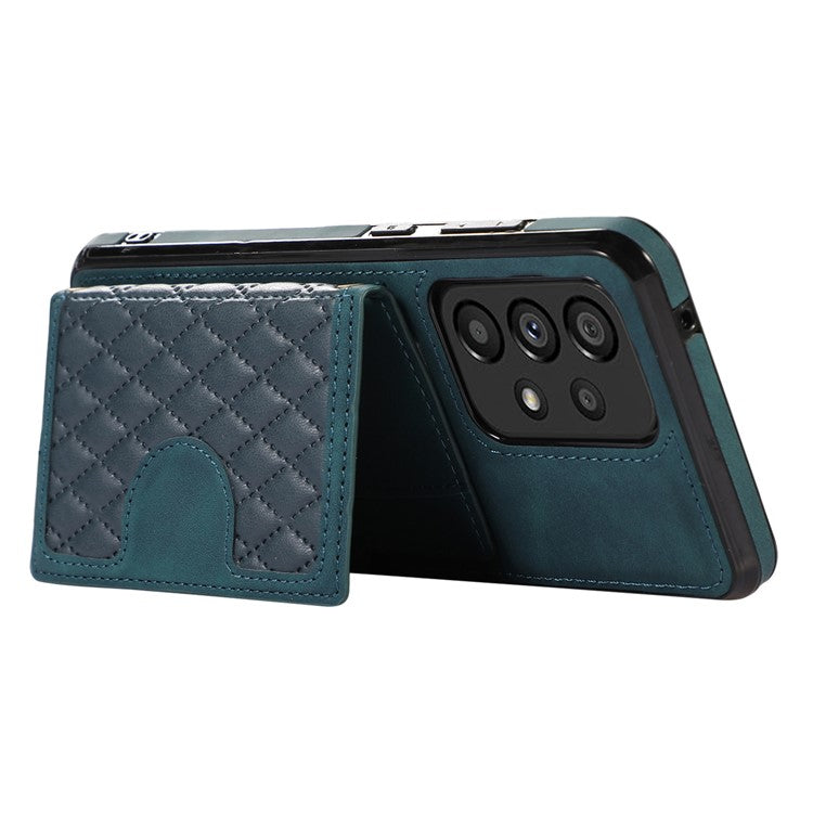 For Samsung Galaxy M32 5G / A32 5G Case Kickstand TPU+PU Leather Card Holder Phone Cover - Green