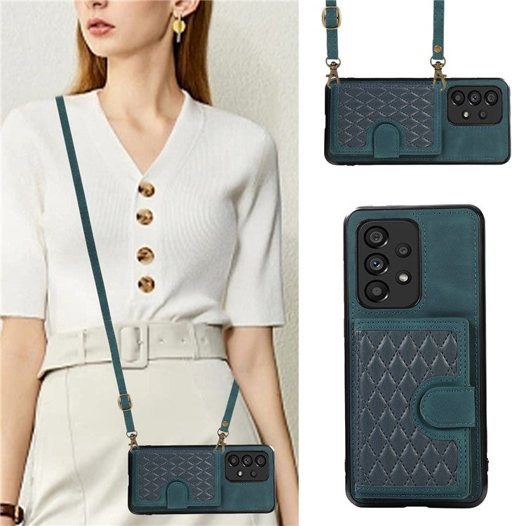 For Samsung Galaxy M32 5G / A32 5G Case Kickstand TPU+PU Leather Card Holder Phone Cover - Green