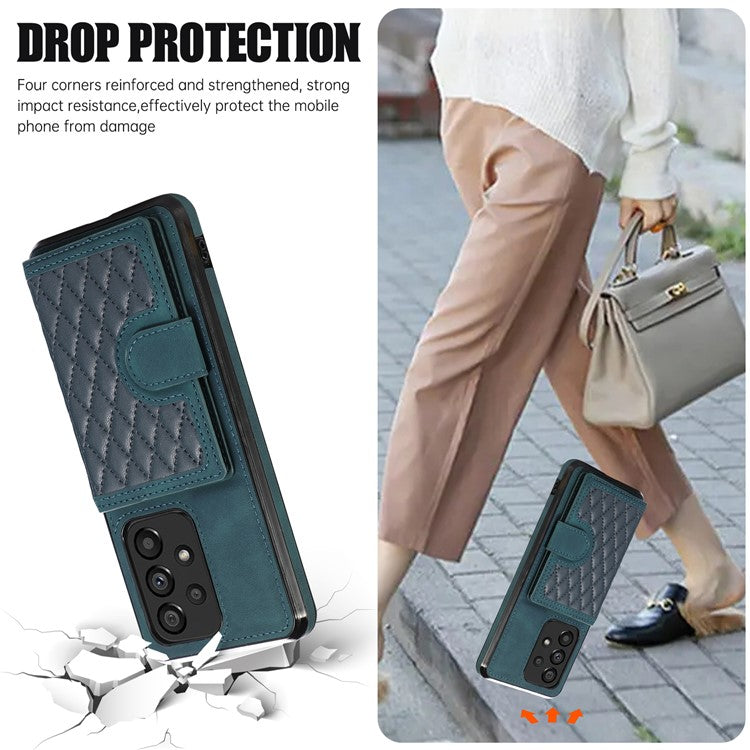 For Samsung Galaxy M32 5G / A32 5G Case Kickstand TPU+PU Leather Card Holder Phone Cover - Green