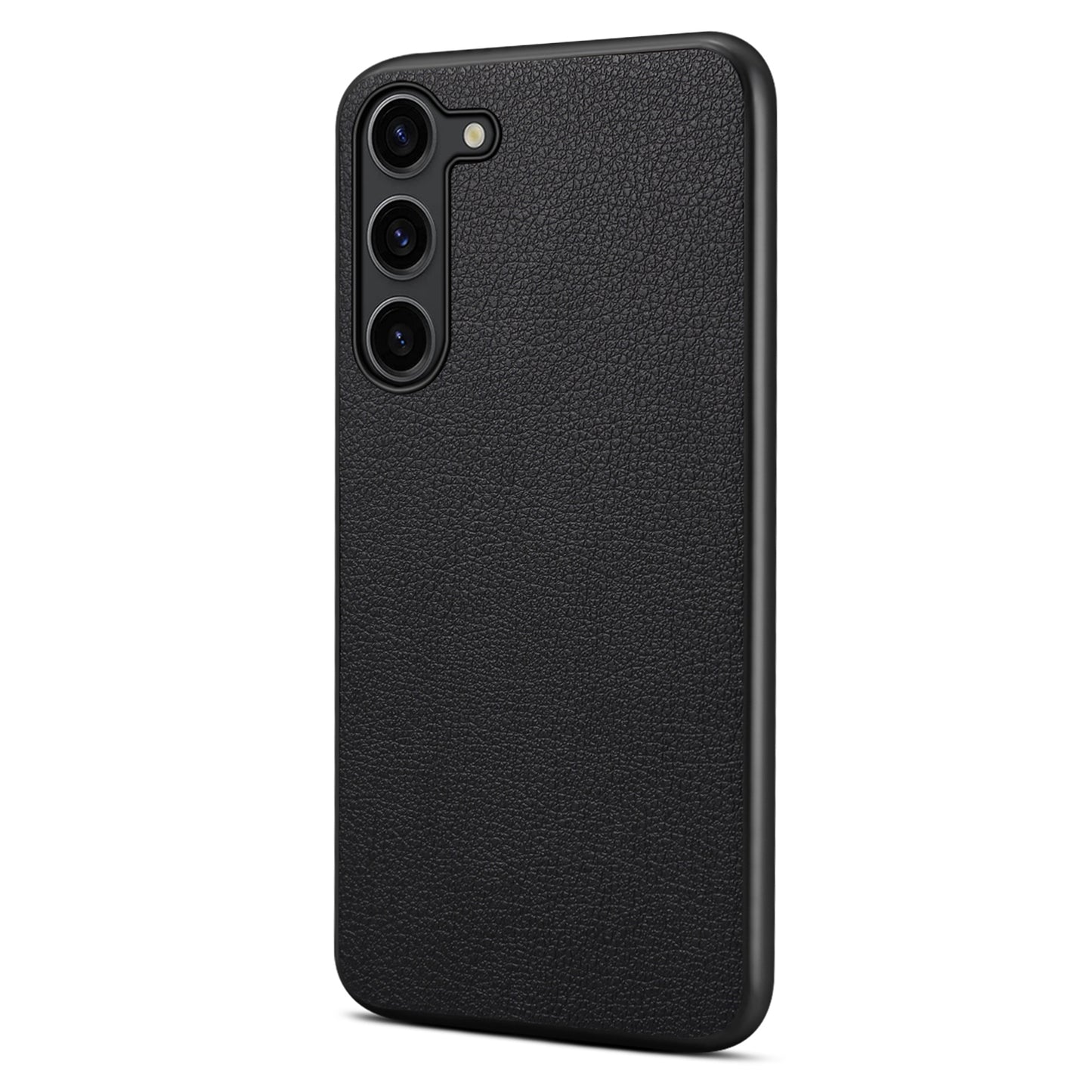 For Samsung Galaxy S24+ Calf Texture Case PC+TPU+PU Leather Anti-scratch Phone Shell - Black