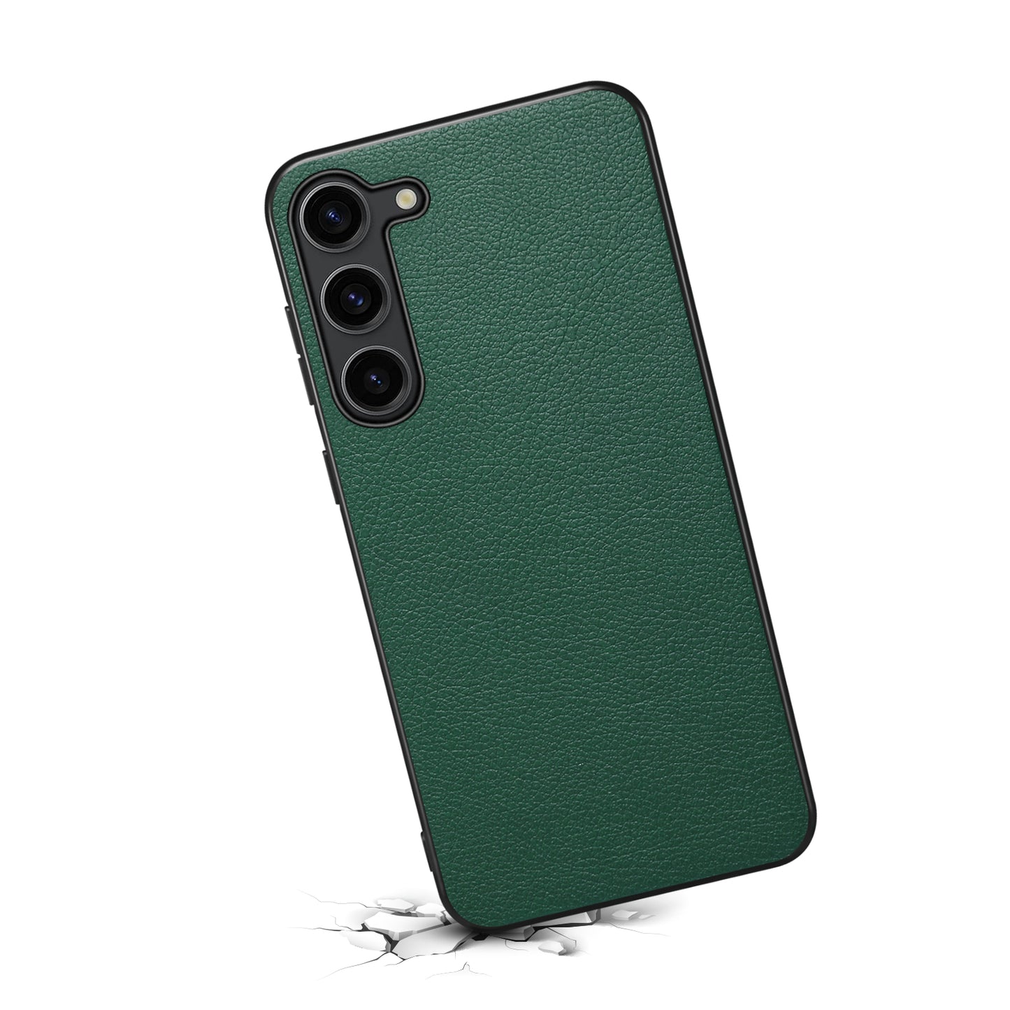 For Samsung Galaxy S24+ Calf Texture Case PC+TPU+PU Leather Anti-scratch Phone Shell - Green