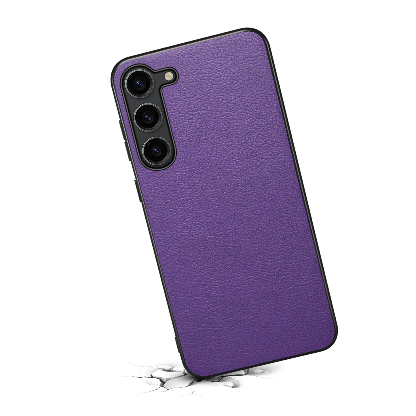 For Samsung Galaxy S24+ Calf Texture Case PC+TPU+PU Leather Anti-scratch Phone Shell - Purple