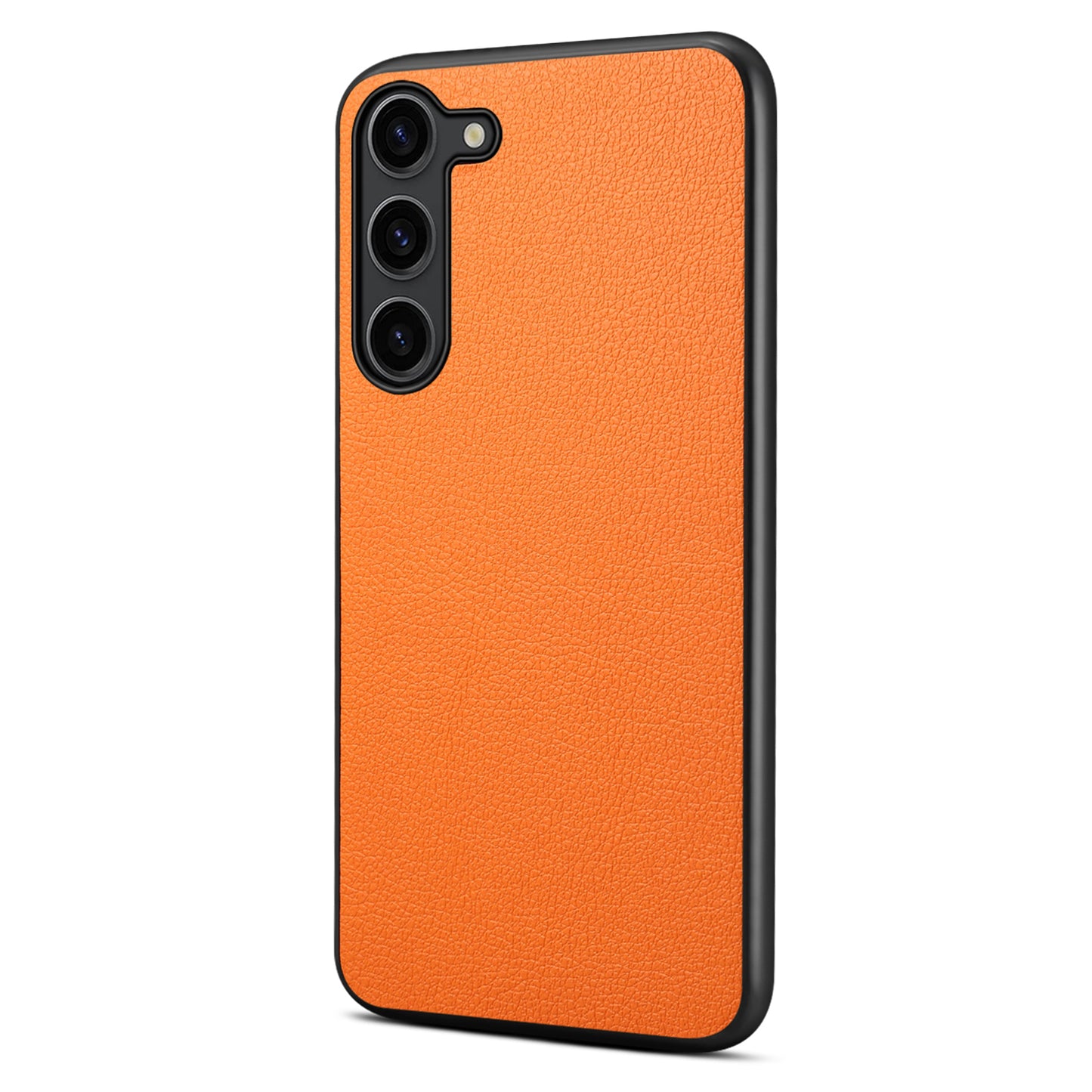 For Samsung Galaxy S24+ Calf Texture Case PC+TPU+PU Leather Anti-scratch Phone Shell - Orange