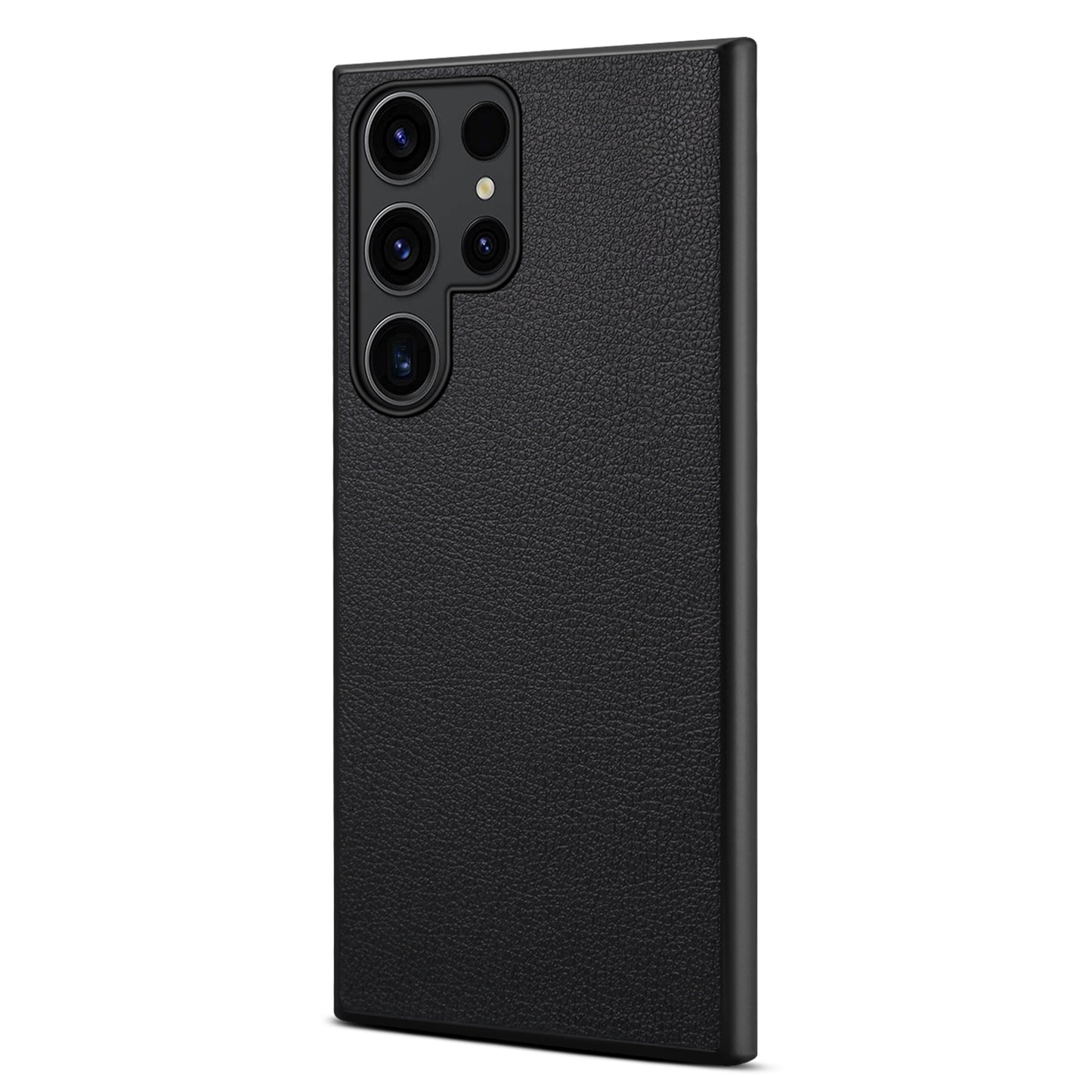 For Samsung Galaxy S24 Ultra Cell Phone Case Calf Texture Anti-fall PC+TPU+PU Leather Shell - Black