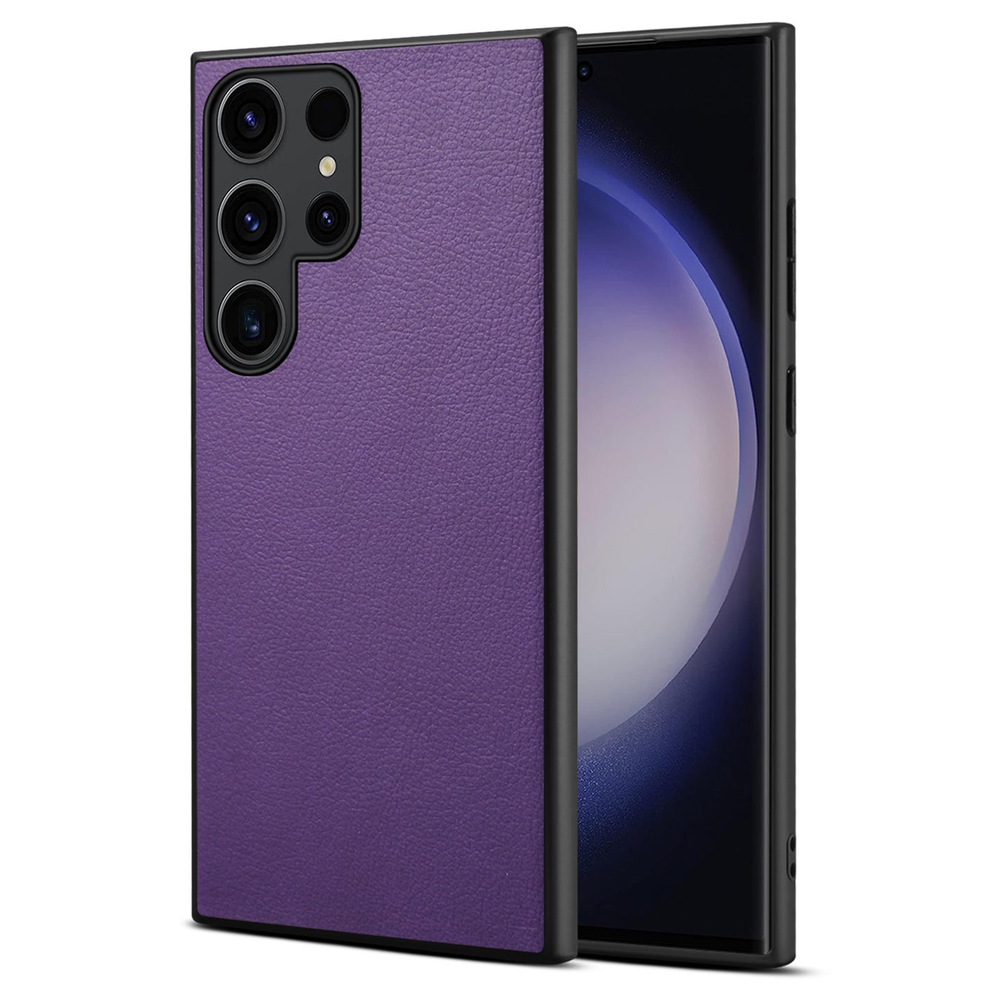 For Samsung Galaxy S24 Ultra Cell Phone Case Calf Texture Anti-fall PC+TPU+PU Leather Shell - Purple