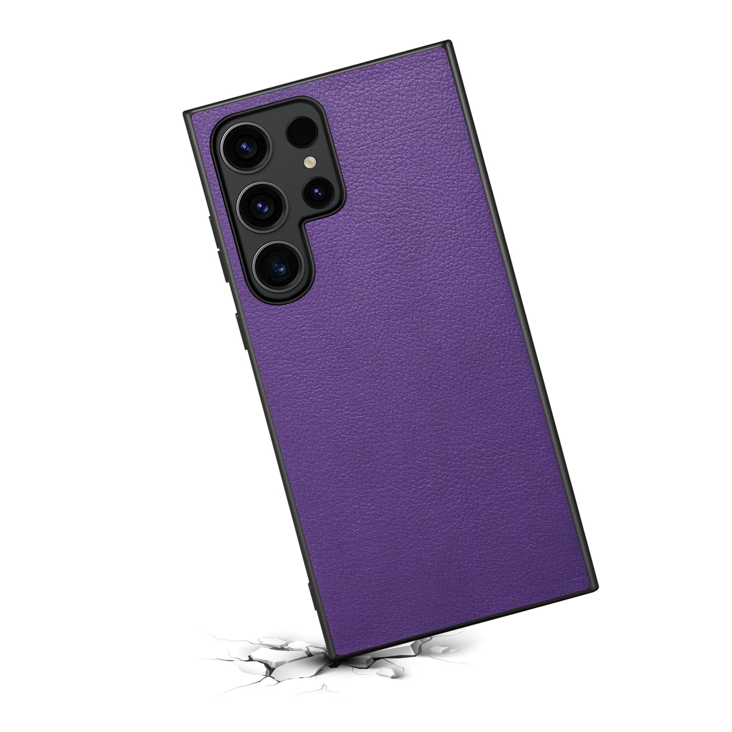 For Samsung Galaxy S24 Ultra Cell Phone Case Calf Texture Anti-fall PC+TPU+PU Leather Shell - Purple