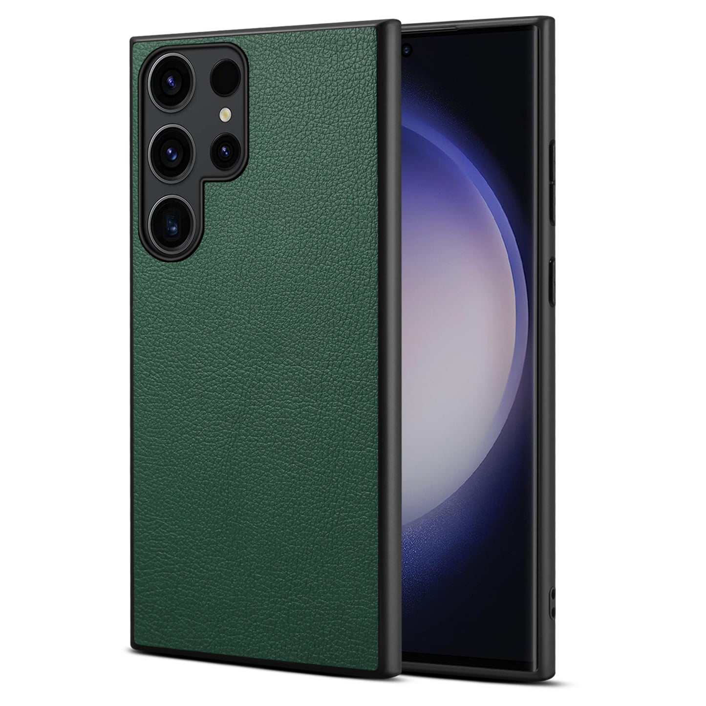 For Samsung Galaxy S24 Ultra Cell Phone Case Calf Texture Anti-fall PC+TPU+PU Leather Shell - Green