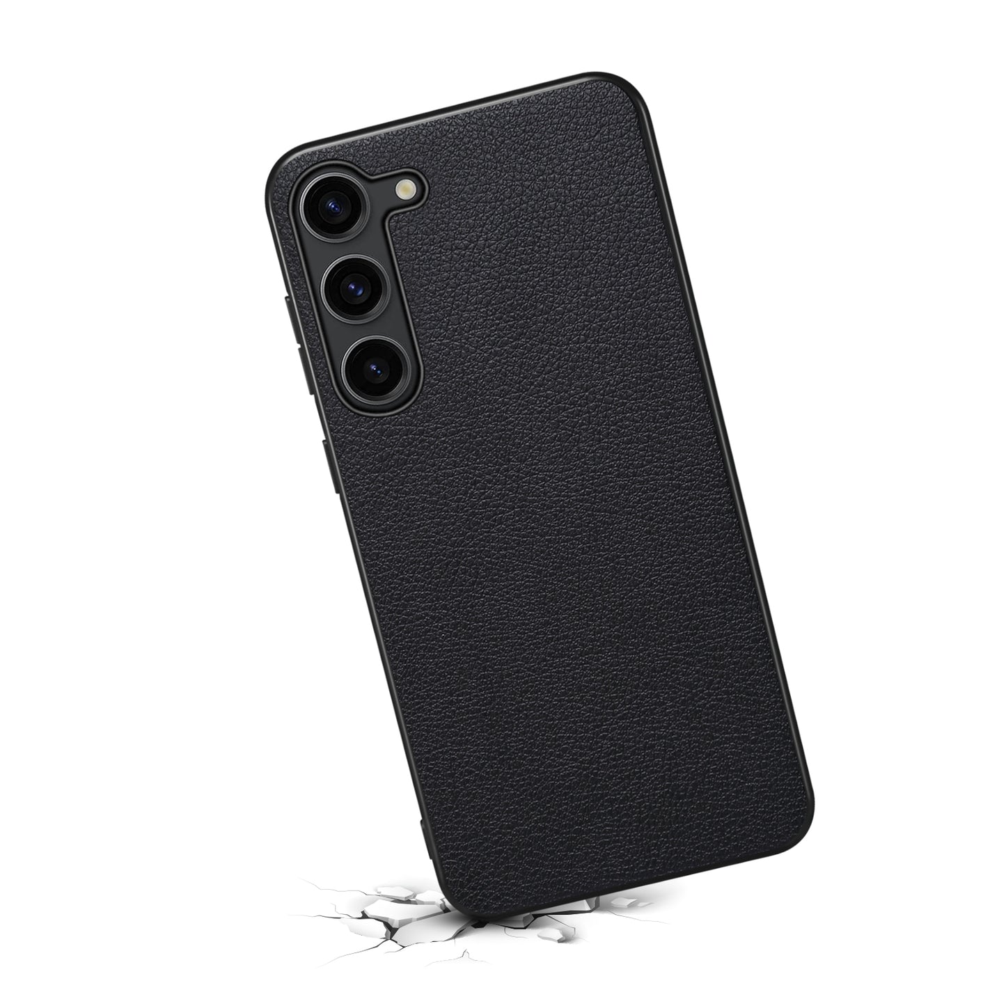For Samsung Galaxy S24 Calf Texture Cover PC+TPU+PU Leather Slim-Fit Cell Phone Case - Black