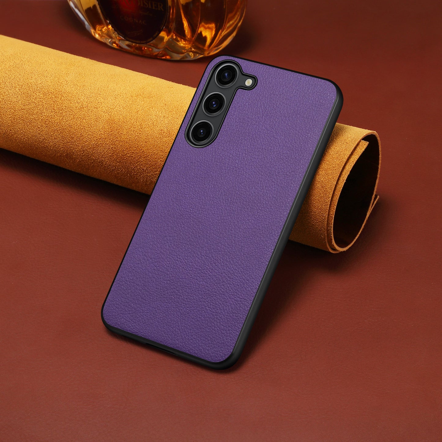 For Samsung Galaxy S24 Calf Texture Cover PC+TPU+PU Leather Slim-Fit Cell Phone Case - Purple