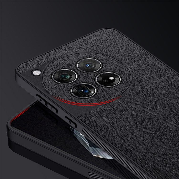 For OnePlus 12 5G Cell Phone Case Bump Proof Wood Grain Back Cover - Green