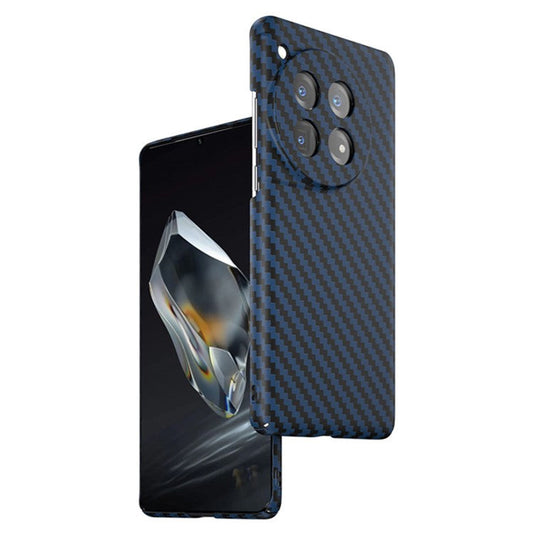 For OnePlus 12 5G Case Carbon Fiber Texture Hard PC Anti-fingerprint Phone Protective Cover - Blue