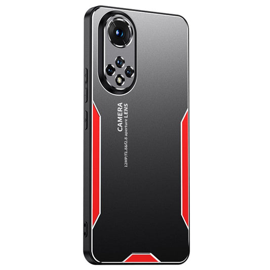 Phone Case for Honor 50 Metal+TPU+PC Cover Camera Lens Protection - Red