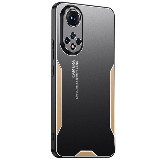 Phone Case for Honor 50 Metal+TPU+PC Cover Camera Lens Protection - Gold