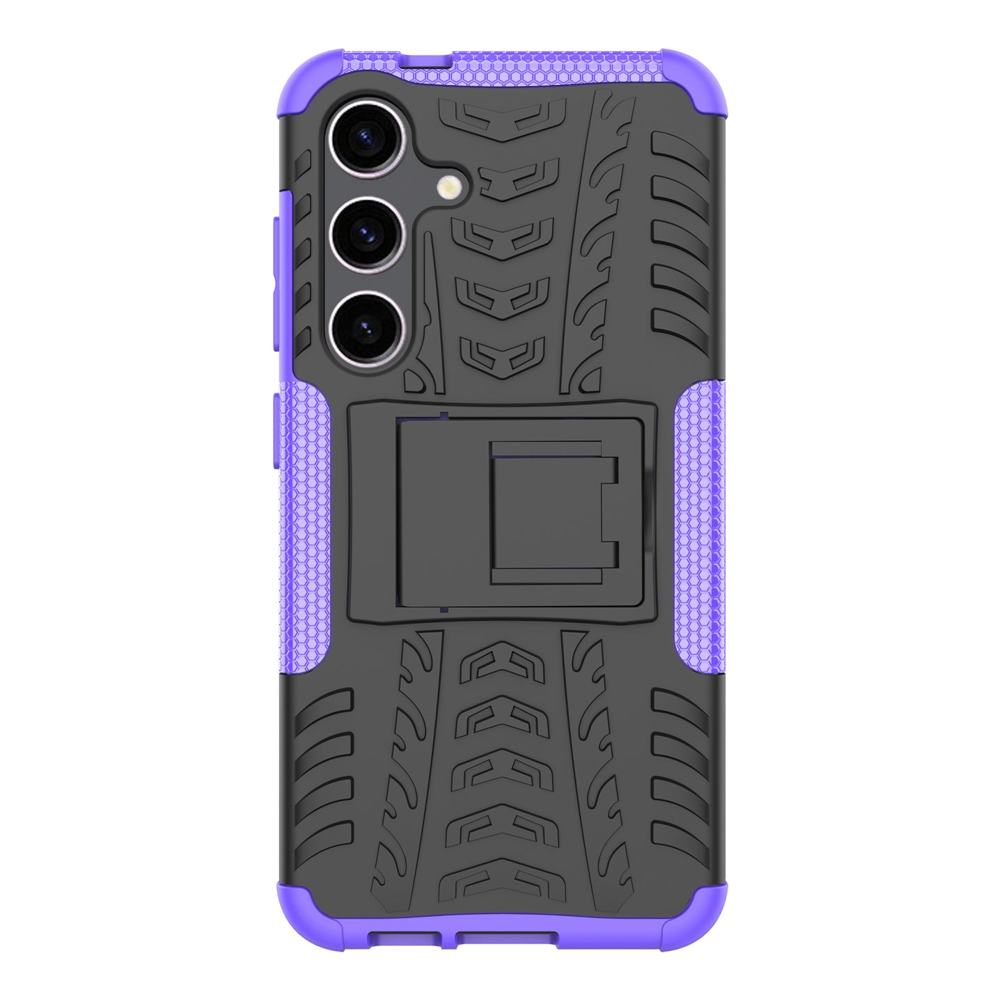 For Samsung Galaxy S24 Tyre Pattern Phone Case Kickstand PC+TPU Shockproof Phone Cover - Purple