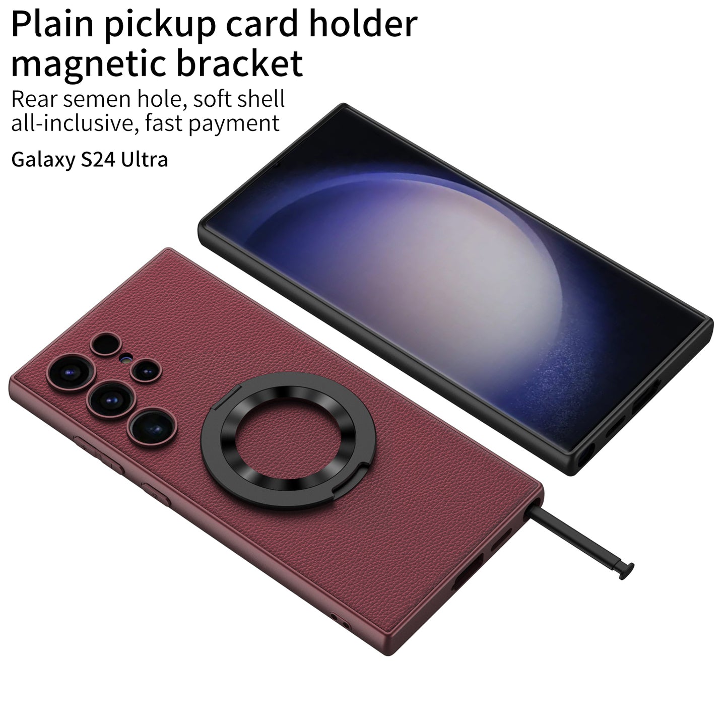 GKK For Samsung Galaxy S24 Ultra Magnetic Phone Case with Rotary Ring Kickstand - Red