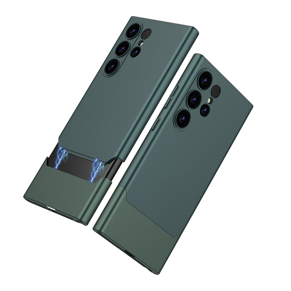 GKK For Samsung Galaxy S24 Ultra Phone Case Contrast Color Detachable Magnetic PC Cover - Green