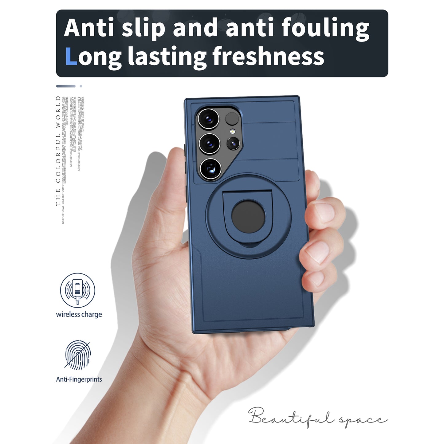 For Samsung Galaxy S24 Ultra Cell Phone Case PC+TPU Slide Lens Window Cover Compatible with MagSafe - Sapphire