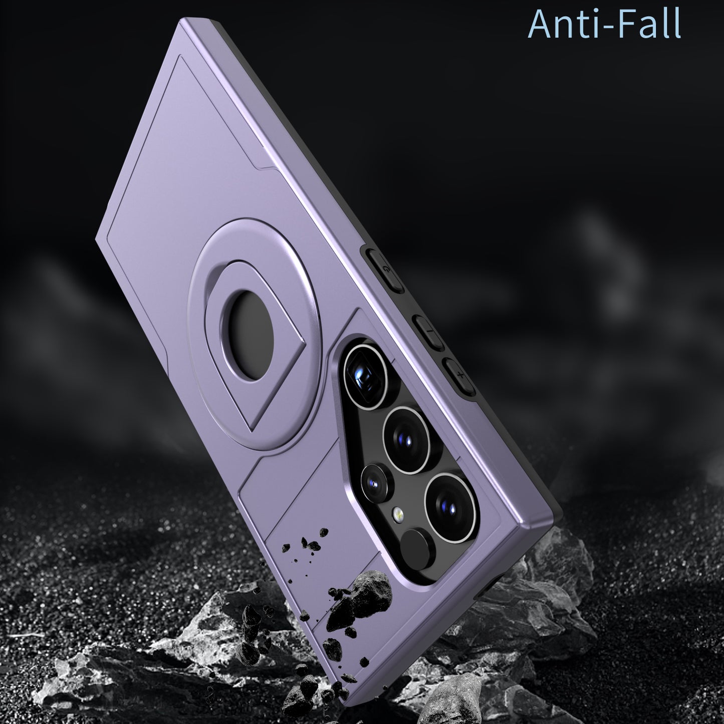 For Samsung Galaxy S24 Ultra Cell Phone Case PC+TPU Slide Lens Window Cover Compatible with MagSafe - Purple