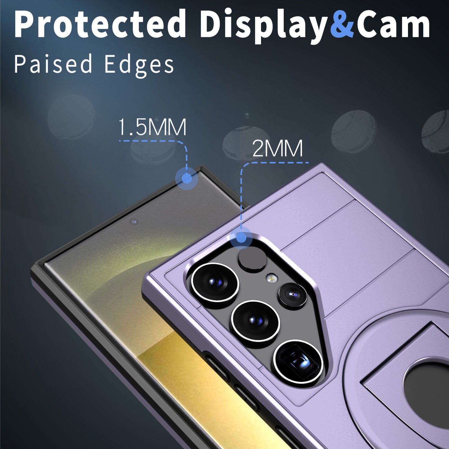 For Samsung Galaxy S24 Ultra Cell Phone Case PC+TPU Slide Lens Window Cover Compatible with MagSafe - Purple