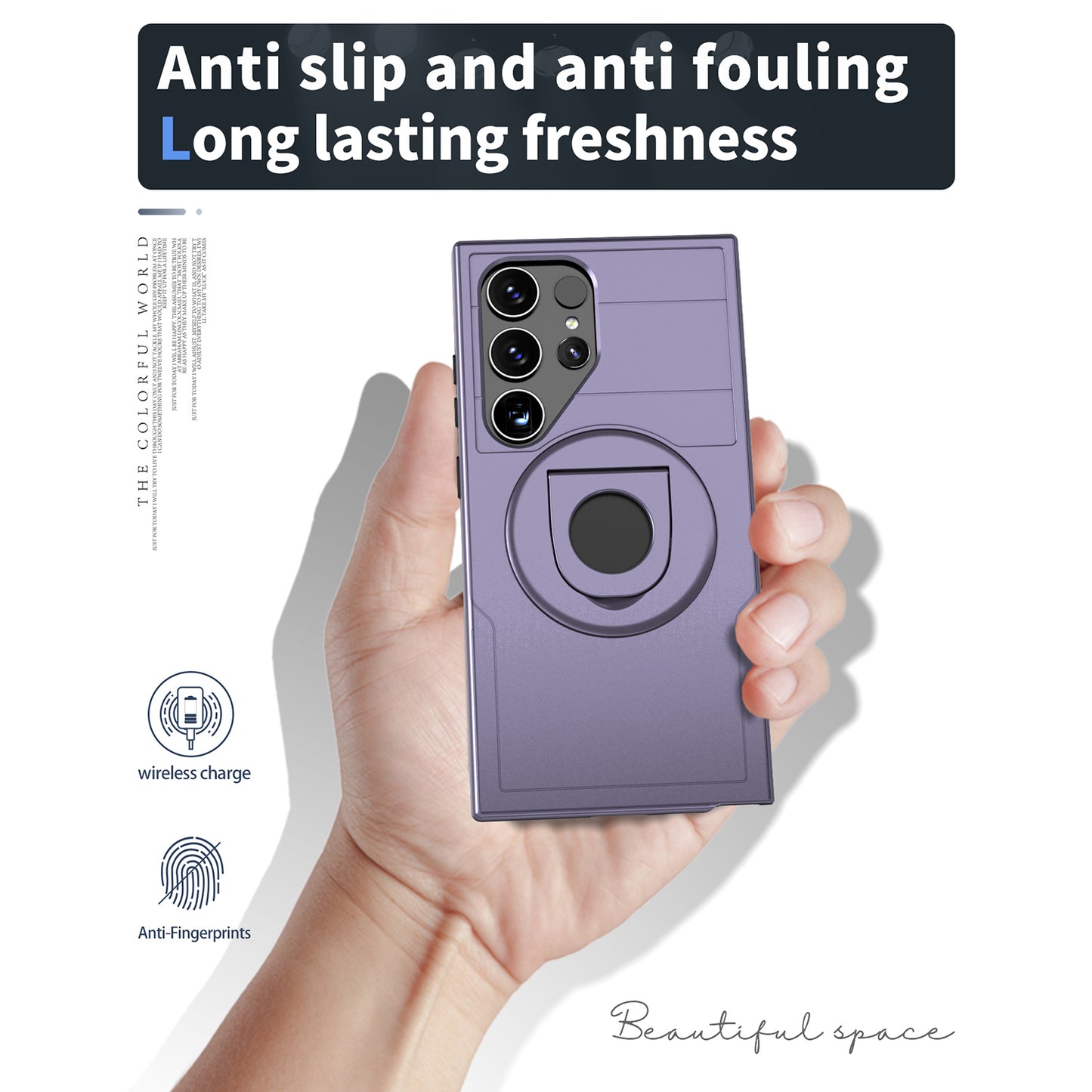 For Samsung Galaxy S24 Ultra Cell Phone Case PC+TPU Slide Lens Window Cover Compatible with MagSafe - Purple