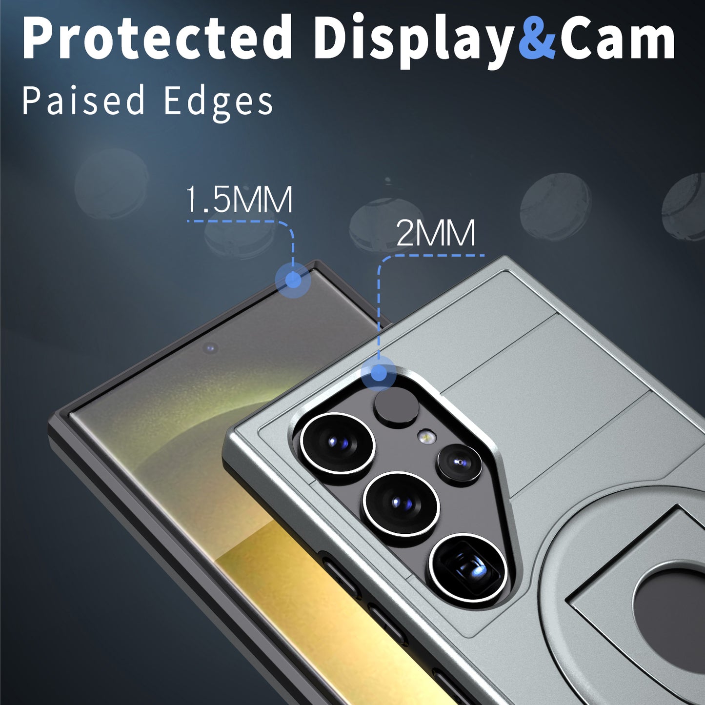 For Samsung Galaxy S24 Ultra Cell Phone Case PC+TPU Slide Lens Window Cover Compatible with MagSafe - Grey