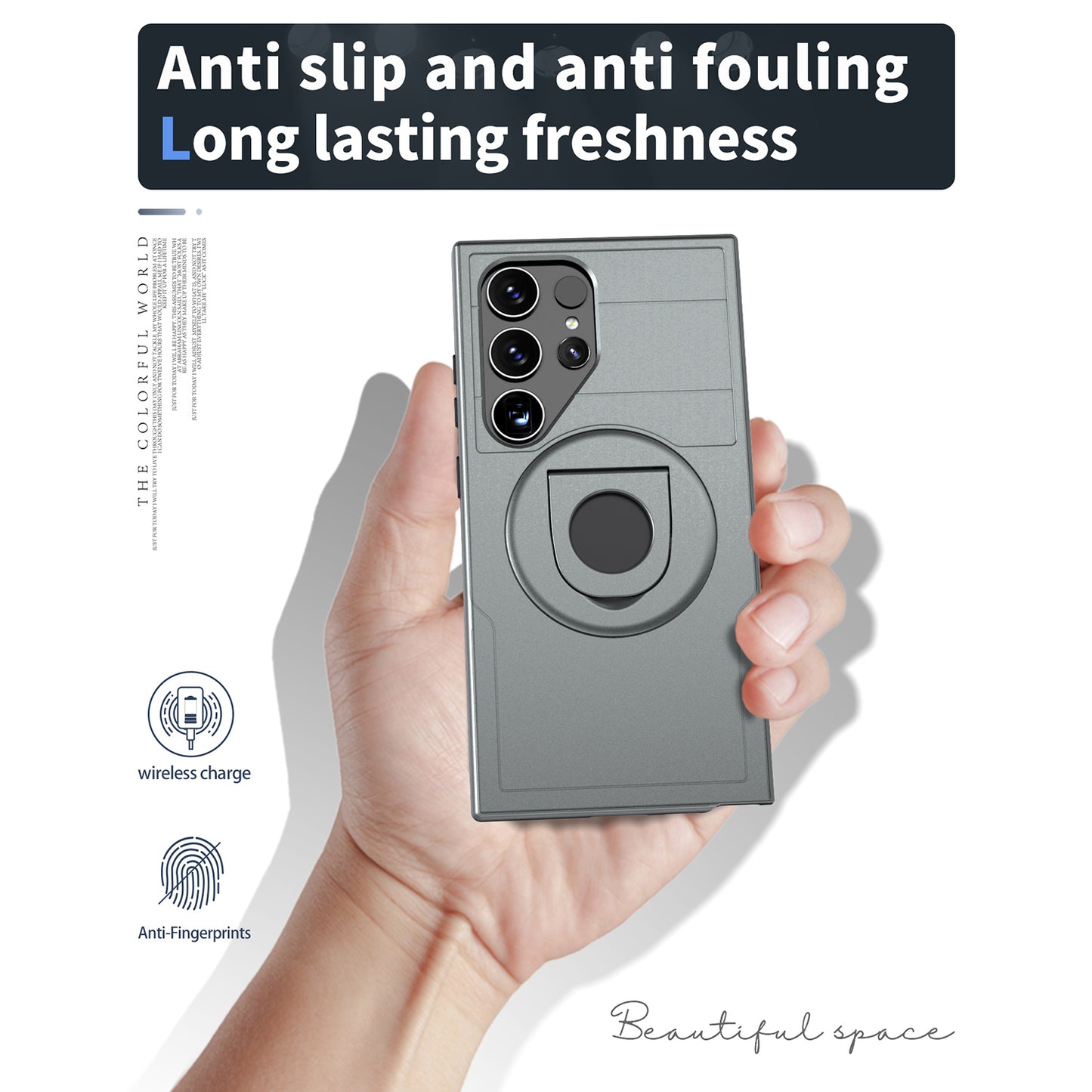 For Samsung Galaxy S24 Ultra Cell Phone Case PC+TPU Slide Lens Window Cover Compatible with MagSafe - Grey