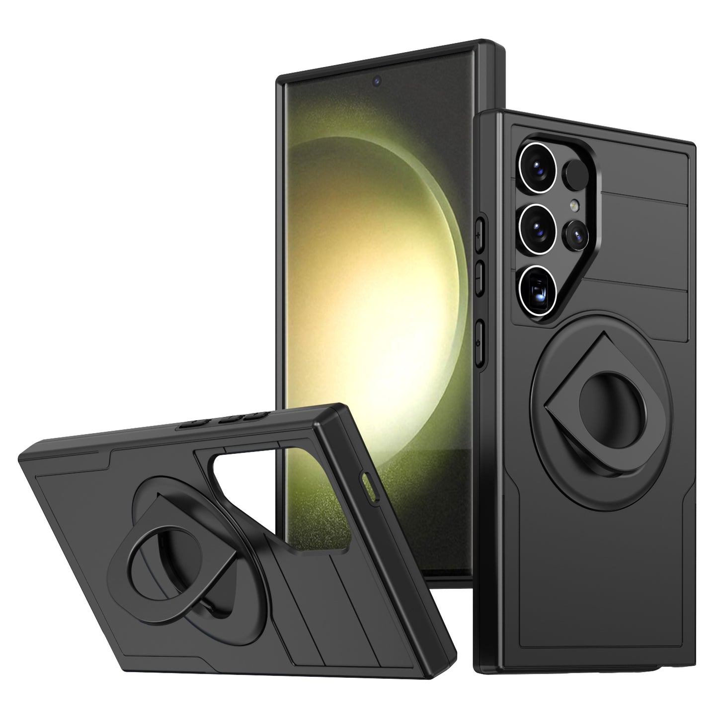 For Samsung Galaxy S24 Ultra Cell Phone Case PC+TPU Slide Lens Window Cover Compatible with MagSafe - Black