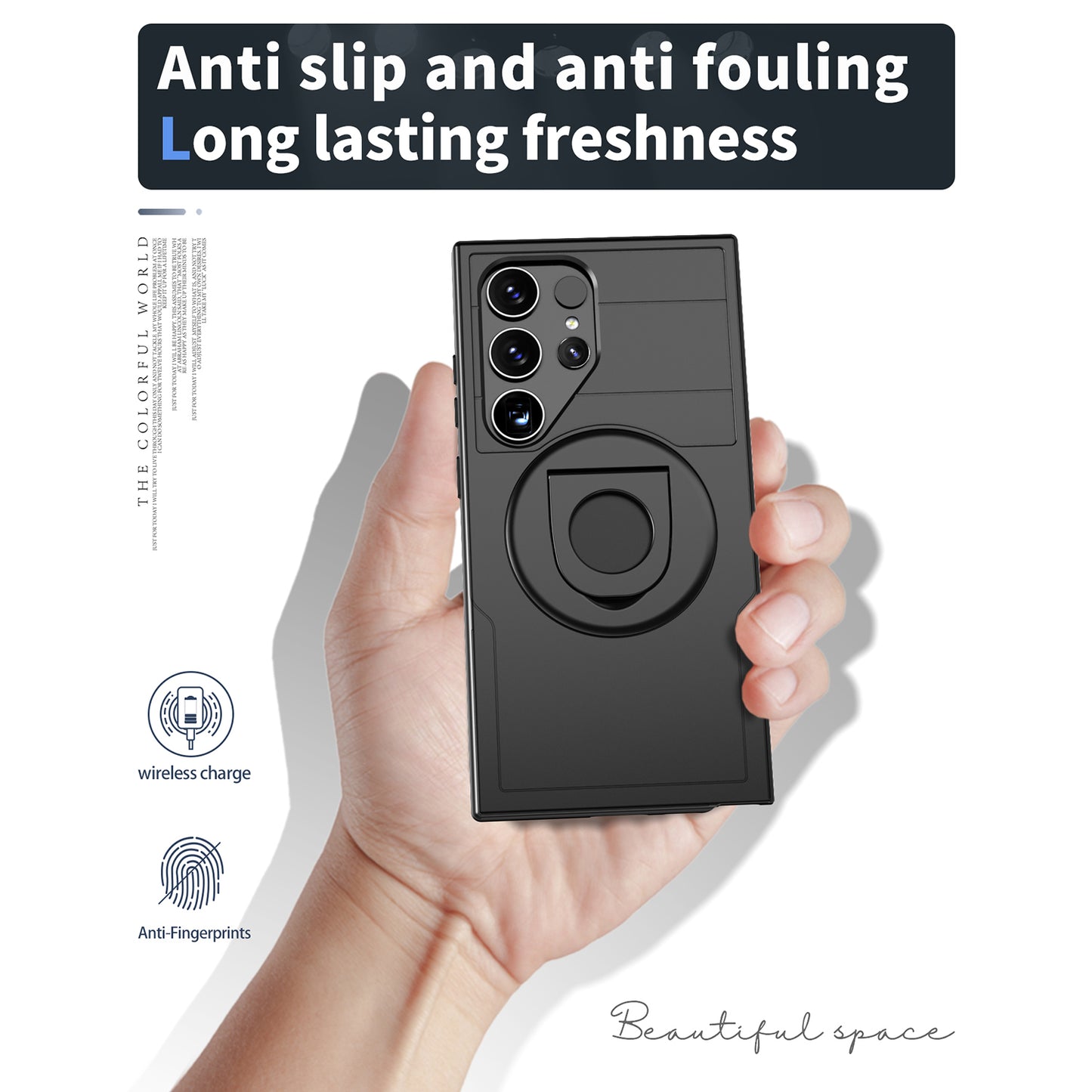 For Samsung Galaxy S24 Ultra Cell Phone Case PC+TPU Slide Lens Window Cover Compatible with MagSafe - Black