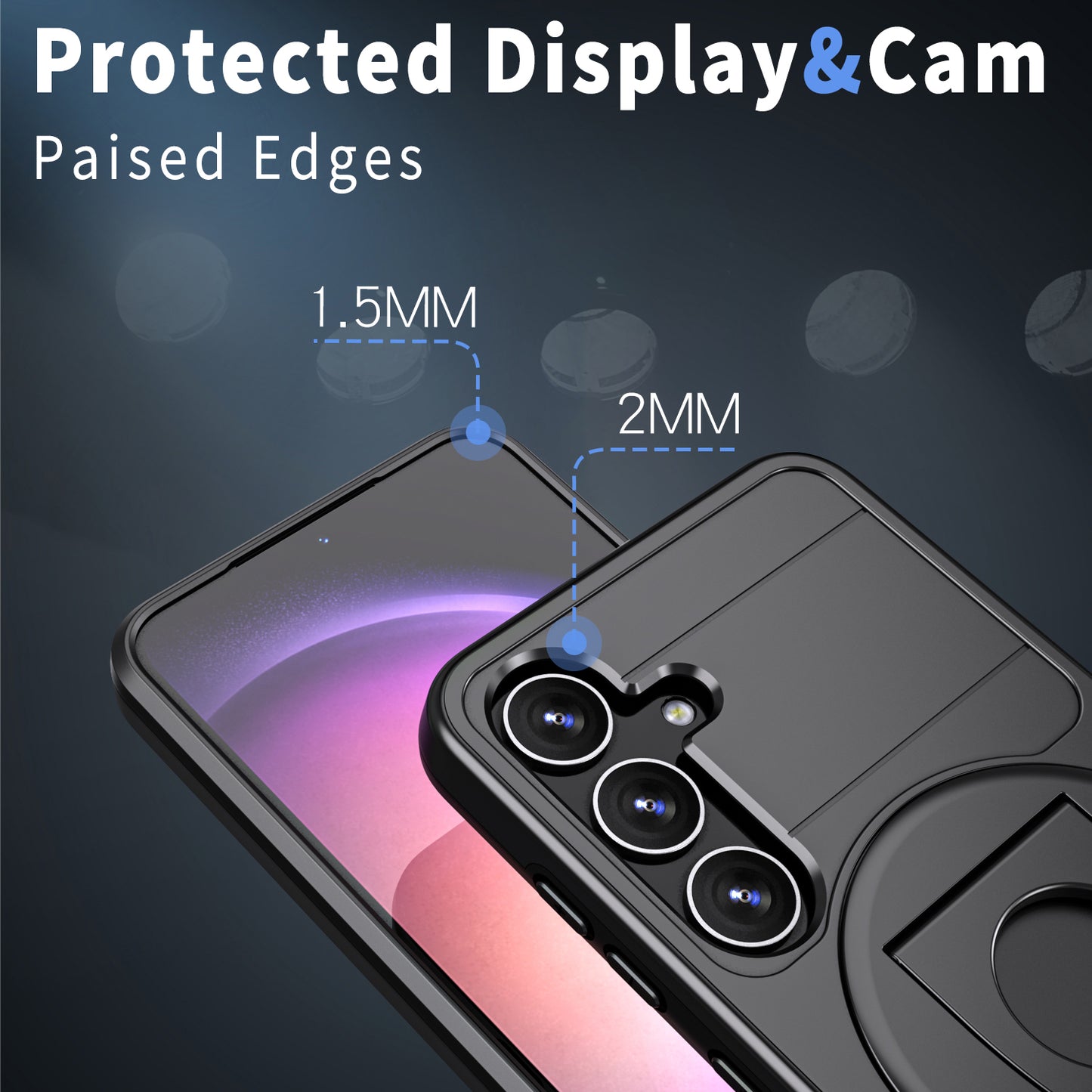 For Samsung Galaxy S24 Case Magnetic Slide Lens Protection PC+TPU Cell Phone Cover - Black