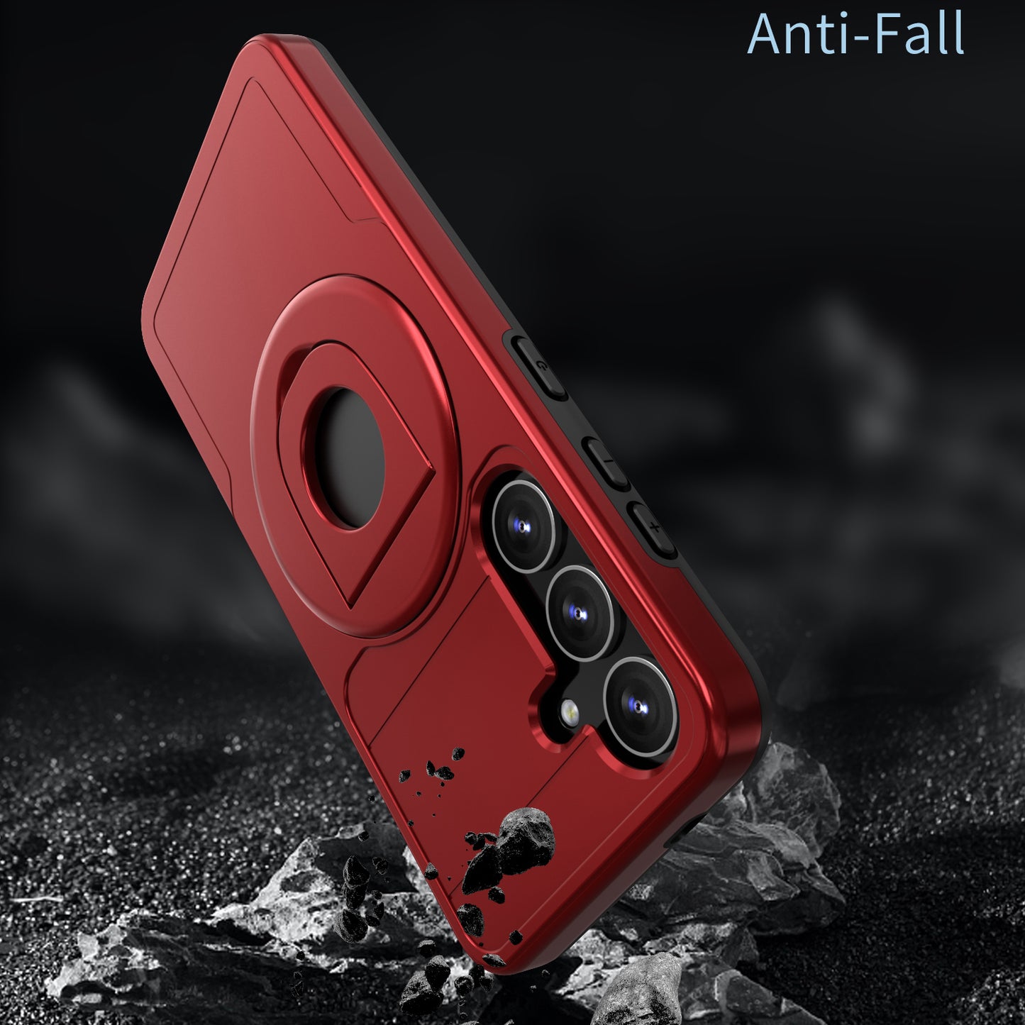 For Samsung Galaxy S24 Case Magnetic Slide Lens Protection PC+TPU Cell Phone Cover - Red
