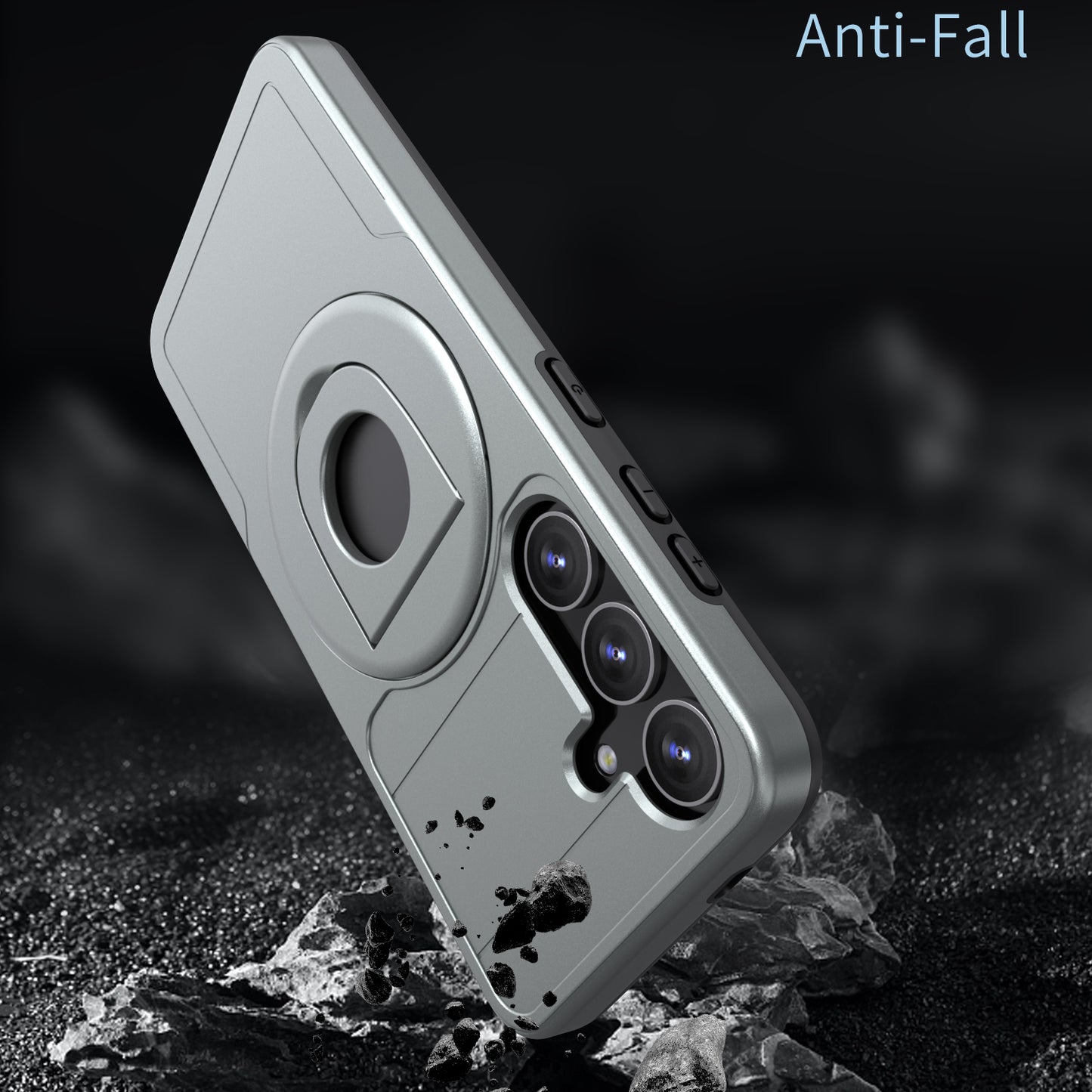 For Samsung Galaxy S24 Case Magnetic Slide Lens Protection PC+TPU Cell Phone Cover - Grey