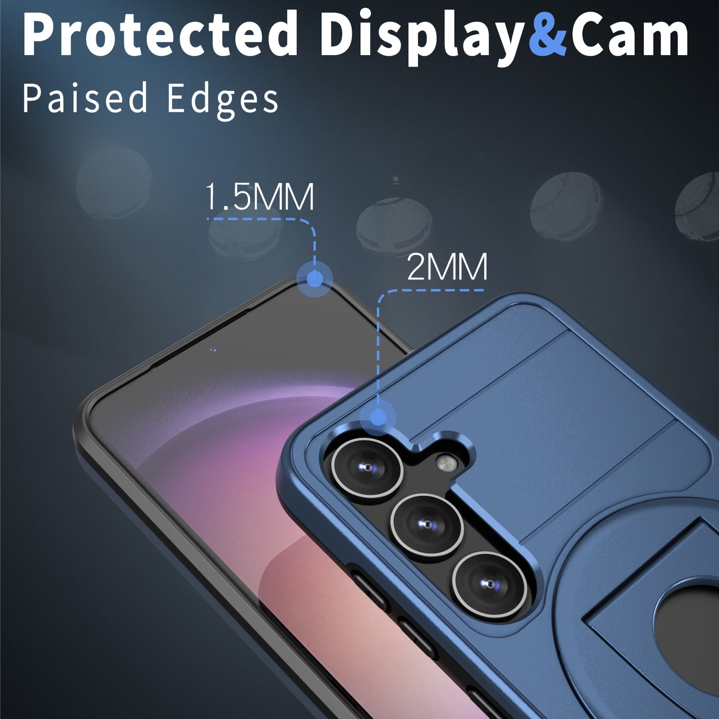 For Samsung Galaxy S24+ Case PC+TPU Slide Camera Protection Phone Cover Compatible with MagSafe - Sapphire
