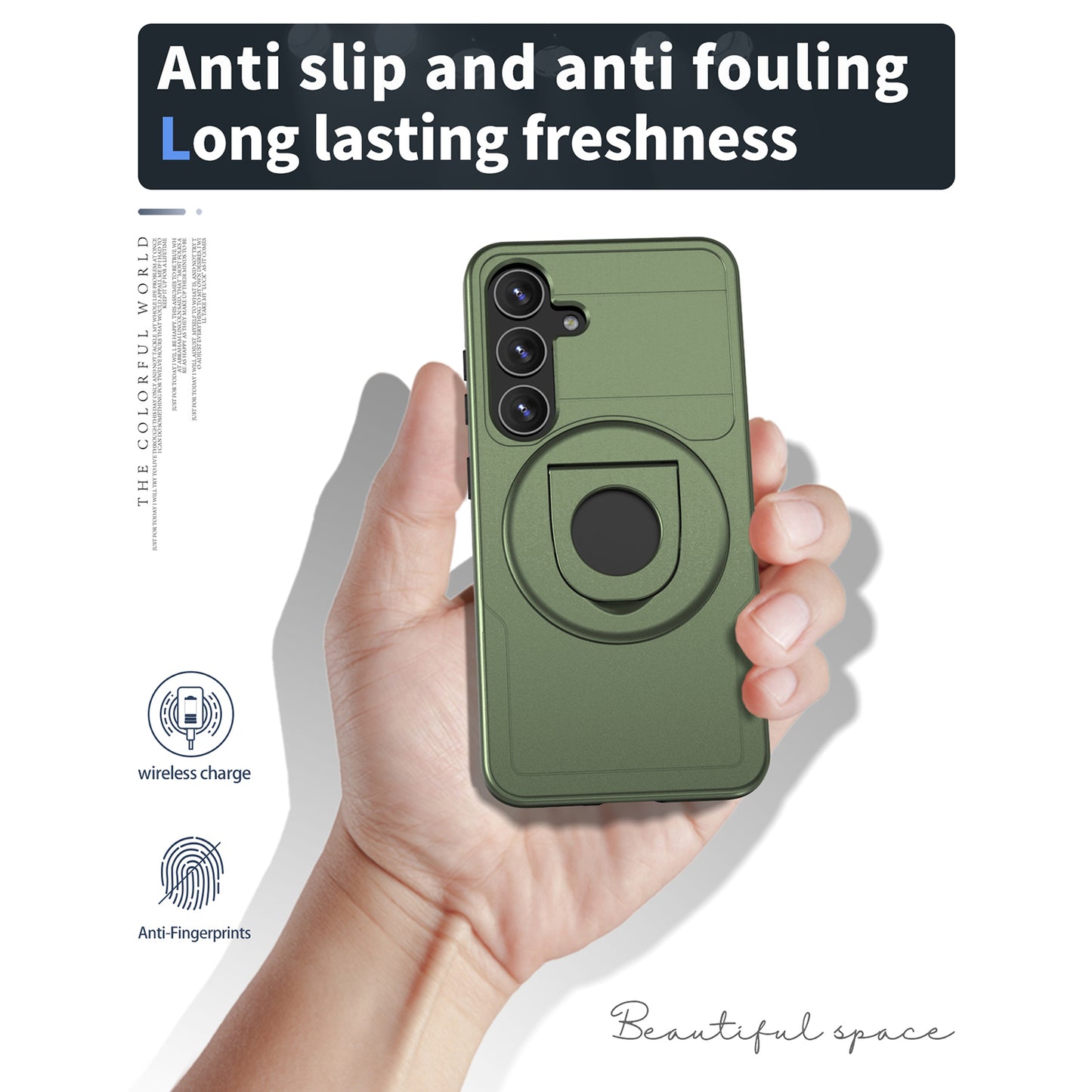 For Samsung Galaxy S24+ Case PC+TPU Slide Camera Protection Phone Cover Compatible with MagSafe - Green