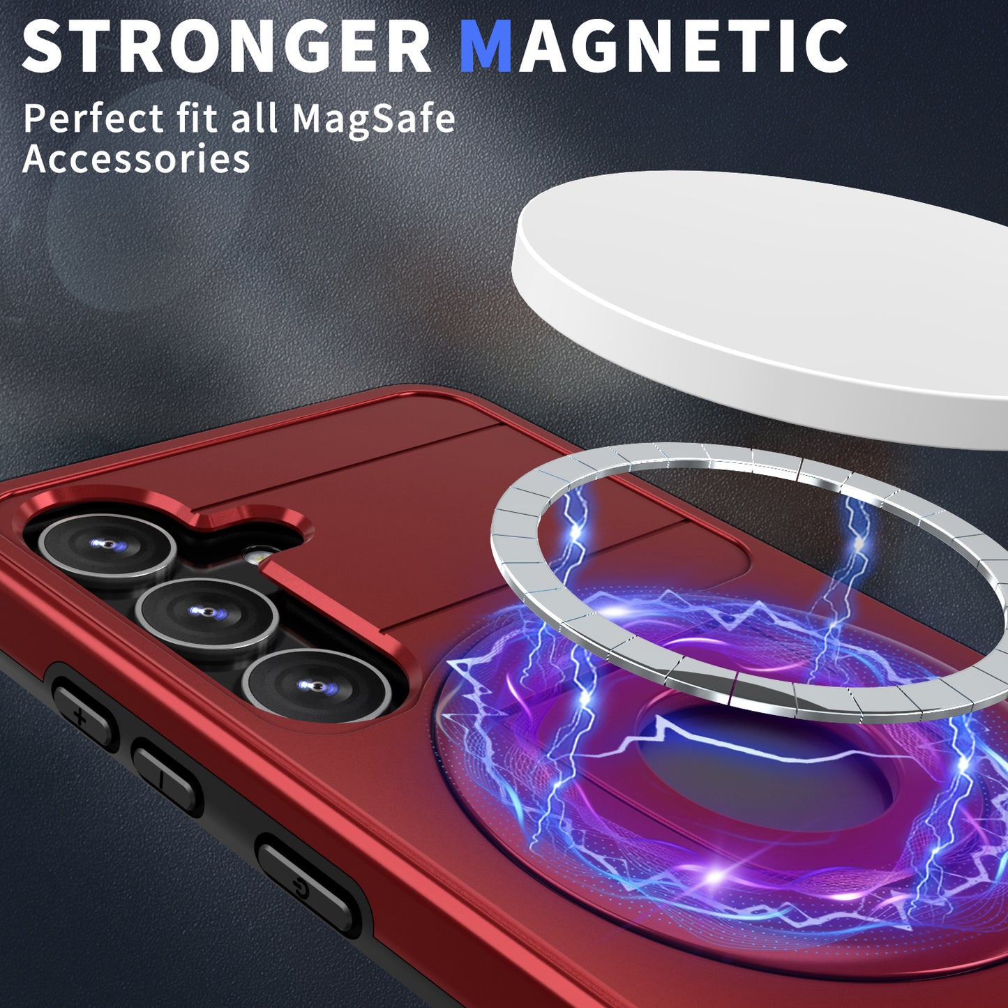 For Samsung Galaxy S24+ Case PC+TPU Slide Camera Protection Phone Cover Compatible with MagSafe - Red